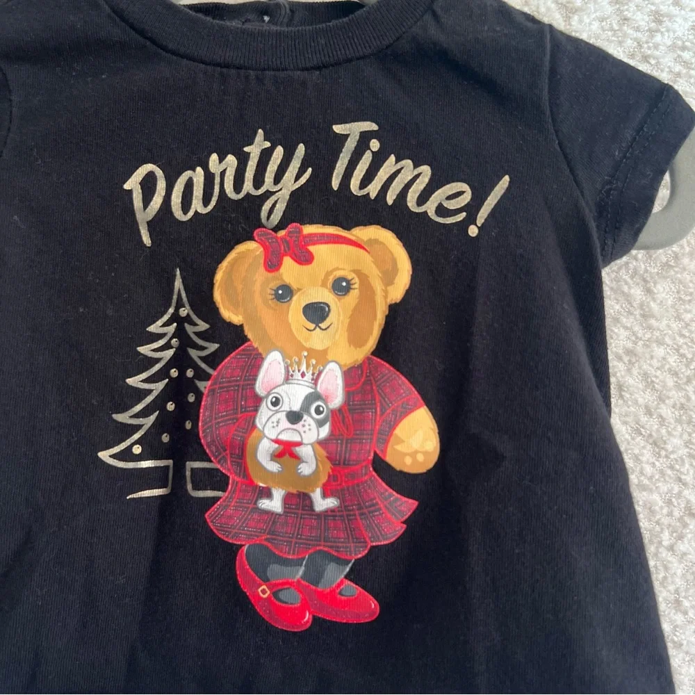 Ralph Lauren Baby Infant Black Party Time Bear Short Sleeve‎ Shirt Size 3 Months